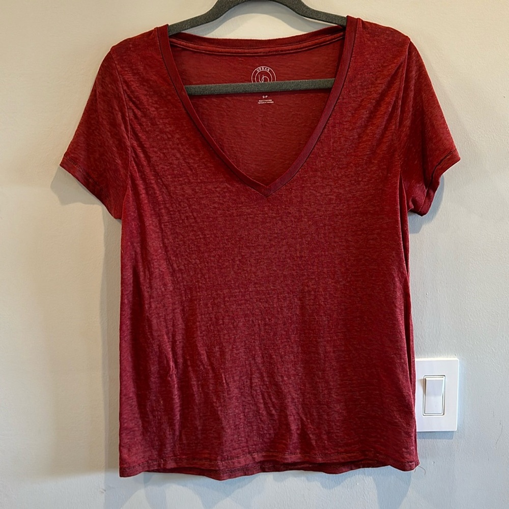 Urban Outfitters sheer burnout v-neck T-shirt